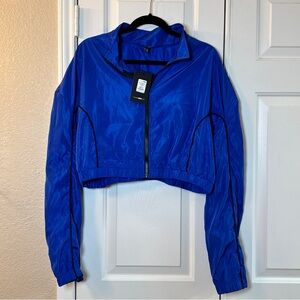 Fashion Nova Blue Long Sleeve Crop Full Zip Issa Throwback Jacket, NEW- Size 1X